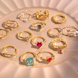 高级感珍珠水钻戒指精致小众设计感轻奢，指环2023尾戒气质手饰