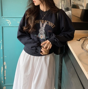 韩国卫衣2023春季女装 可可爱爱学生范儿宽松小兔子印花上衣