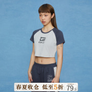 DKZ潮牌美式短款插肩短袖t恤女生2023甜辣独特别致小上衣