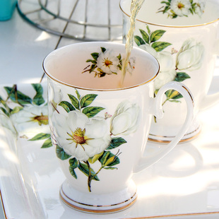 杯子陶瓷创意欧式马克杯带盖大容量骨瓷水杯，早餐杯牛奶咖啡杯轻奢
