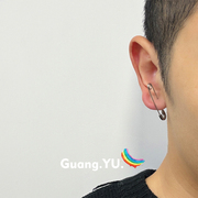 guangyu独特别针耳钉男生，潮流个性回形针小众设计耳饰单只耳骨钉