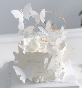 白色蝴蝶威化纸糯米纸，蛋糕插件糖纸威化纸烘焙蛋糕，装饰插牌插件