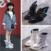 2024韩版儿童马丁靴银色女童，靴子时尚翅膀靴男童短靴学生表演单靴