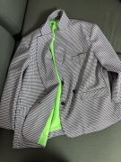 韩版宽松荧光绿色内衬，千鸟格显瘦休闲西装外套a