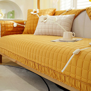 新中式沙发垫套罩冬季绗缝2023防滑轻奢保暖坐垫子实木靠背巾