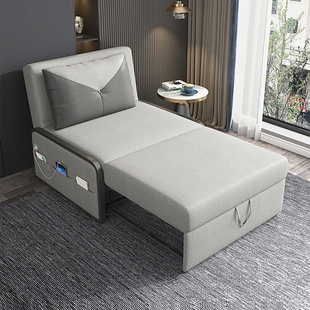 单人1米可折叠科技布沙发(布，沙发)床小户型，多功能阳台一米二宽书房折叠床