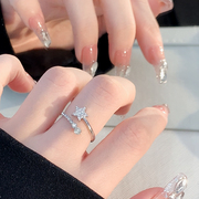 星星流星戒指女小众设计开口素圈戒指女时尚个性尾戒指环锆石戒指