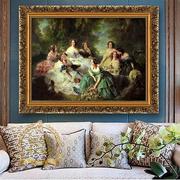 欧式古典人物装饰画喷绘法美式客厅宫廷壁画酒店玄关书房有框挂画