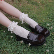 Lolita甜美少女蕾丝花边堆堆袜镂空网袜小腿袜洛丽塔JK中筒袜女薄