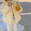 棉服女短款小个子年冬季奶黄色连帽面包服棉服学生潮