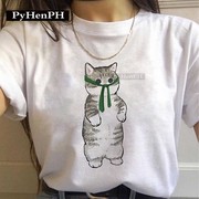 cute cat T-shirts可爱小猫印花欧美打底衫夏季女装大码T恤夏季