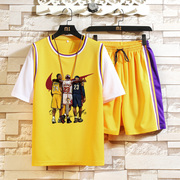 短袖假两件球衣，12岁男孩大童13夏季速干篮球服，14初中学生运动套装