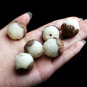天然白菩提根原籽菩提子手工雕刻莲花 20-25毫米白菩提根散珠