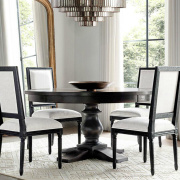 法式复古实木圆餐桌椅组合原木，橡木饭桌小户型家用美式高端定制