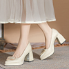 白色礼服高跟鞋女粗跟伴娘鞋，日常可穿2024春季防水台尖头单鞋
