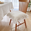 少女椅子垫ins花边坐垫，法式纯棉透气餐椅可拆洗布艺加厚绑带座垫