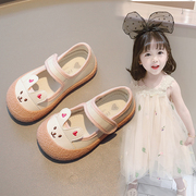女宝宝室内帆布鞋儿童网，红鞋子小童软底，学步鞋小女孩可爱小兔子鞋
