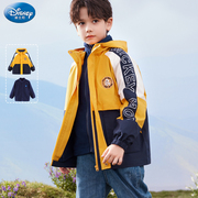 迪士尼男童冲锋衣可拆卸防风衣儿童秋冬装外套户外中大童摇粒绒