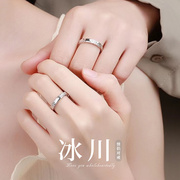 情侣对戒999纯银戒指女小众设计一对情侣款男指环项链礼物送女友