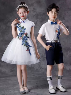 六一儿童节表演服装中国风大合唱团，中小学生男女童，舞蹈纱裙演出服