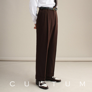 cultum1930s复古老钱风高腰裤双褶阔腿西裤男褶边，垂感休闲西装裤