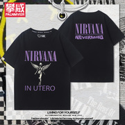 nirvana涅盘天使摇滚乐队，vintage美式复古男女，短袖街头潮流t恤衫