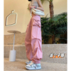 猫猫家加长女裤高个子(高个子)超长美式粉色，工装阔腿裤夏季薄款高腰运动裤