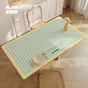 MATZOO条纹格子餐桌桌布皮革可擦免洗防水防油茶几台布桌面保护垫