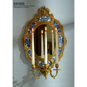 欧式复古玄关烛台壁镜纯铜三头烛台墙面镜，挂件壁饰镜子法式别墅