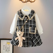 童装女童小香风套装，2024秋季韩版长袖，连衣裙宝宝背心裙洋气两件套