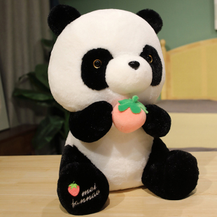 熊猫公仔花花玩偶毛绒玩具，可爱仿真大熊猫娃娃草莓熊猫布偶礼物