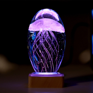 水晶球创意水母桌面摆件，装饰发光男送女朋友生日礼物圣诞节平安夜