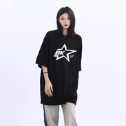 ！韩版复古高街通勤宽松街头时髦显瘦星星印花休闲短袖T恤