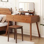 梳妆台现代卧室简约新中式，家用胡桃色书桌，收纳柜一体小户型化妆桌