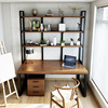 实木书桌书架组合书柜一体家用卧室靠墙，写字台办公桌工作台长桌子