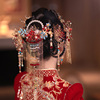 中式新娘头饰饰品古典结婚红蓝色，大后期流苏古风婚礼秀禾发饰