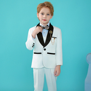 男童西服套装外套白色走秀花童男孩礼服儿童钢琴主持人演出小西装