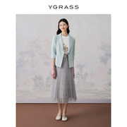 vgrass软西装系列绿色，一粒扣轻薄西装外套女夏季vsw2o2y890