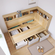 B6J1书架床一体靠墙拼接带抽屉侧边柜简约收纳小户型榻榻米木