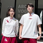 情侣装夏装中国风学生班服套装男女红色复古风裙子表演出服装