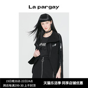 Lapargay纳帕佳冬装立领黑色时尚毛呢皮衣外套女休闲上衣