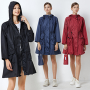 2022时尚中长款风衣外套收腰雨衣成人女士学生户外徒步薄雨披便携