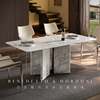 意式大理石餐桌长方形家用高级感白色长桌子，高端轻奢别墅简约现代