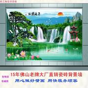 中式瓷砖背景墙 山水客厅电视背景墙砖 风景户外墙壁画 松鹤延年