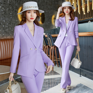 香芋紫西装外套女2023秋冬季今年流行高级感时尚洋气西服套装
