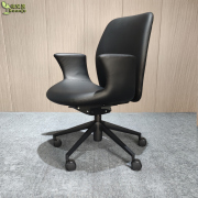 时尚简约舒适升降护腰靠背铝合金培训会客办公家用黑电脑椅B350X