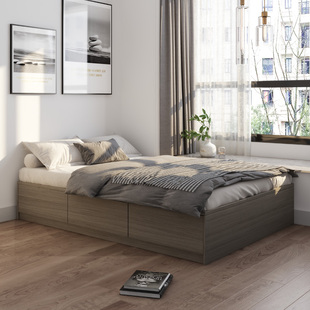 无床头床现代简约1.2米单人床出租房用卧室榻榻米储物床无靠背床