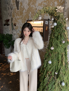 lxlilium雪国情书富贵白环保(白环保)毛毛皮草，外套女冬季皮毛一体大衣