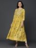 印度服饰民族风女装，连衣裙丝绵刺绣黄色，长裙a字裙立领