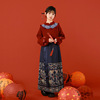 女童马面裙子秋冬季过新年中国风大童红色毛衣拜年服少女装两件套